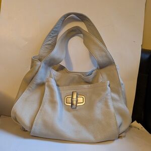 Elegant Cream Leather Tote Bag